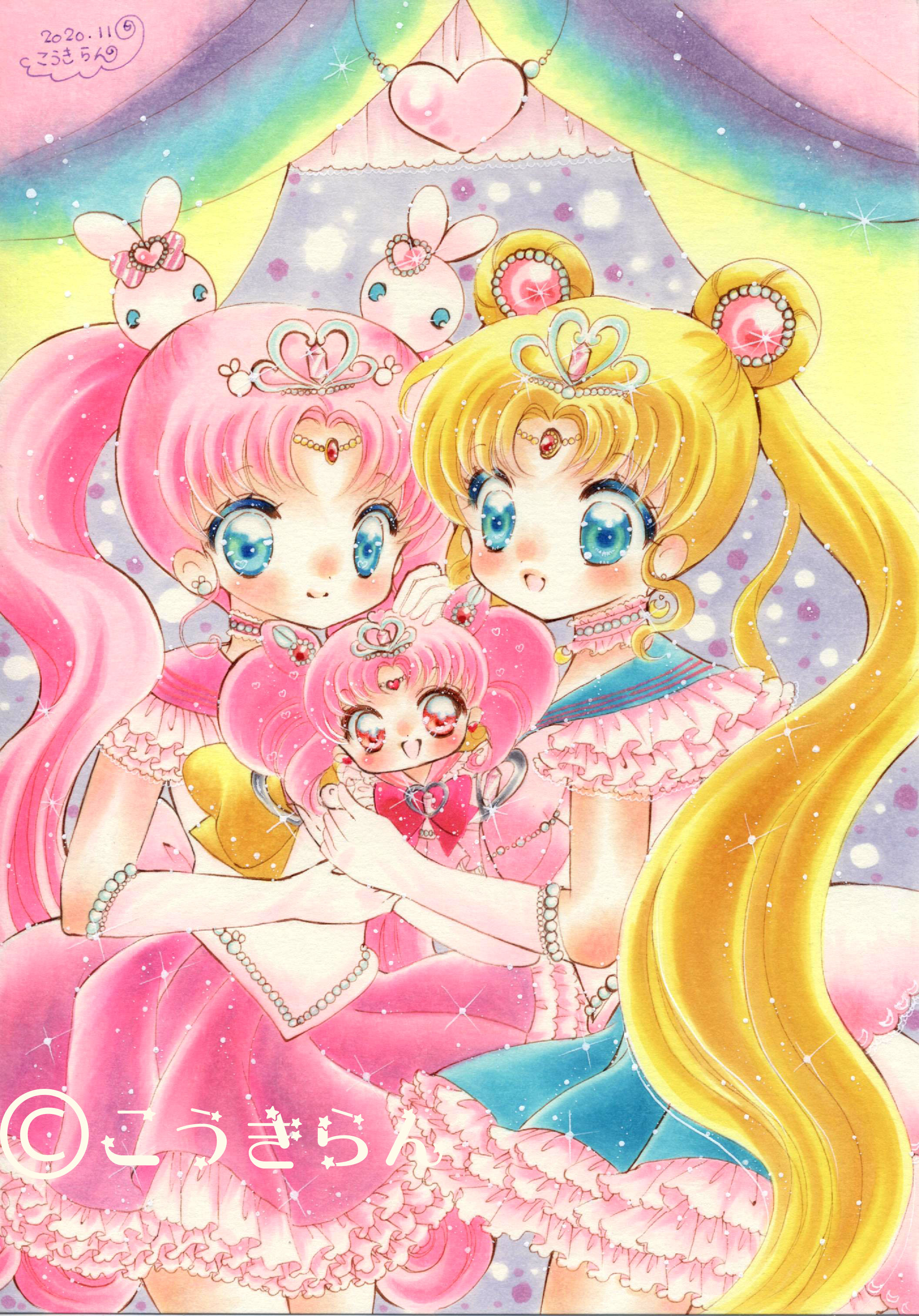 ♡シーグラスアート ぶたさんもお気に入りのうさぎ傘 紫陽花