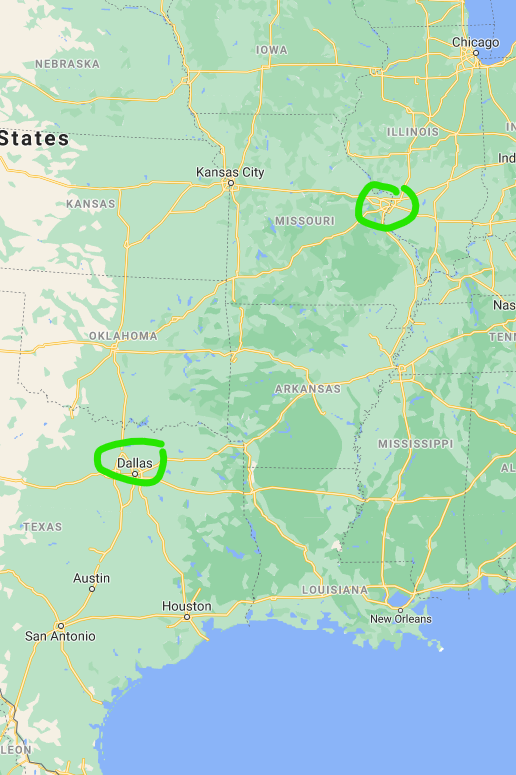 BlakeSoble's tweet photo. @Aluce85 @clauckness @spittinchiclets Dallas is even more west than St. Louis https://t.co/EVB5QOh5e3
