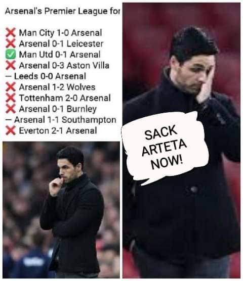JohnOktopuss's tweet photo. @Arsenal Sack Arteta https://t.co/2PKD52UPQC