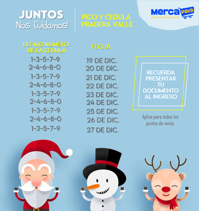 Mercapava's tweet photo. 📣🎅 implementación de Pico y Cédula en Pradera valle⏰Programate o Puedes hacer tu mercado por nuestro canales digitales📲WhatsApp 300 9121303🤗 o compra en linea
🖱https://t.co/cWQeOAaCtM https://t.co/GfhSrERuDu