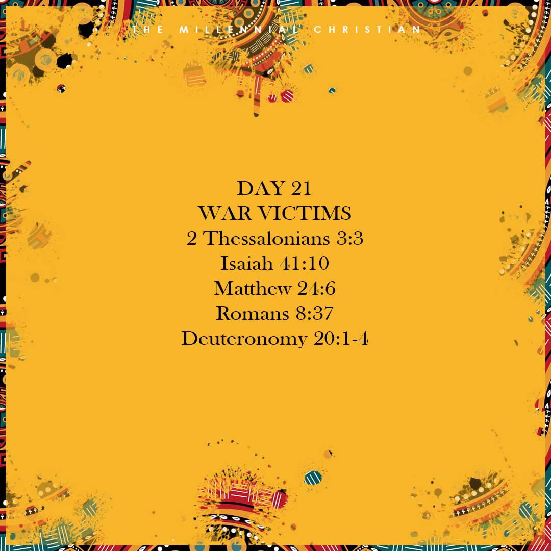 tmcc_co's tweet photo. Itโs day 21. Today we say a prayer for war victims. We pray for those whoโve lost their homes and loved ones and have suffered the effects of war. #decemberprayers https://t.co/vES4AUCg2I