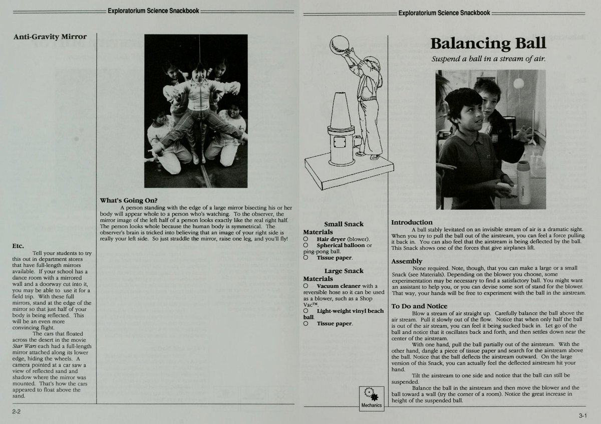 If you're attempting to Amuse Small Children and have reached the "I wish I had a book of those science-from-household-objects demos to hand": a useful old workhorse, the Exploratorium Science Snackbook, is borrowable on  http://archive.org&nbsp;.  https://archive.org/details/exploratoriumsci00expl