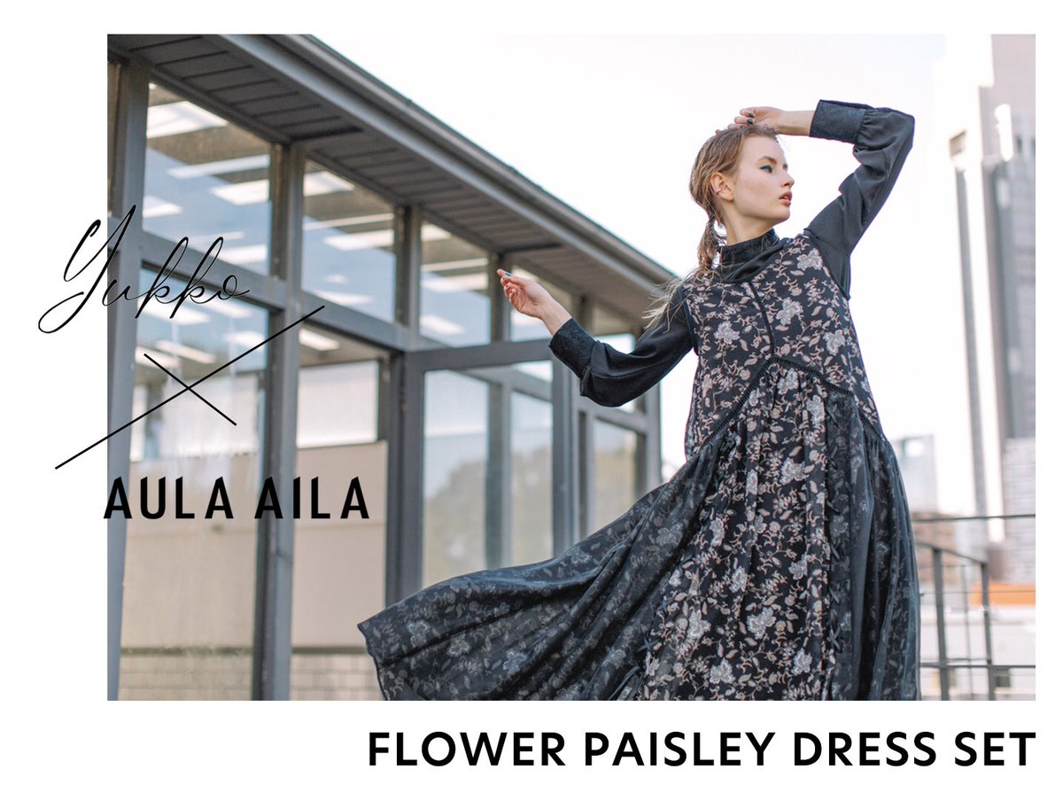 FREE SIZE【売り切り御免!】AULA AILA×yukko FLOWER PAISLEY DRESS