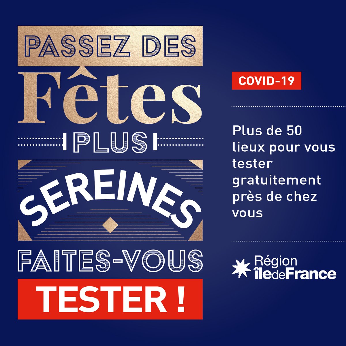 iledefrance's tweet photo. 📆 [J-3] 📆

👉 J-3 avant le #Réveillon de #Noël. Vous cherchez un centre de dépistages avant de passer vos fêtes en famille ? #Covid #Tests #PCR

👉 Trouvez-les ici sur la page spéciale de la #RégionIDF : https://t.co/O3BX80iflV https://t.co/ZUGDxWqIoq