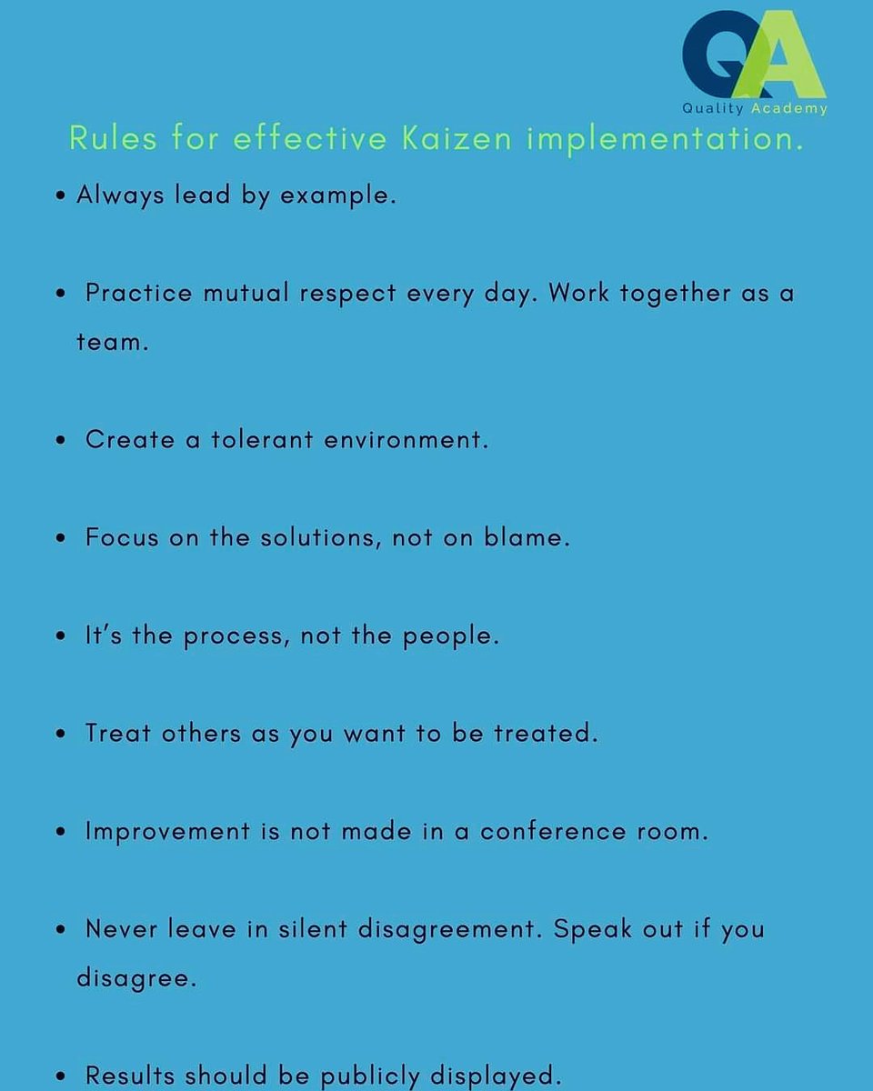 OperationalExc1's tweet image. Rules for effective Kaizen implementation

#lean #kaizen #leansixsigma #tpm