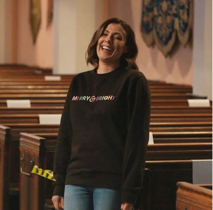 After a pretty miserable weekend and confirmation of tier 4 status, seeing the smile of <a href="/msm4rsh/">Kym Marsh</a> on <a href="/BBCMorningLive/">BBC Morning Live</a> in her #MerryandBright sweatshirt is the festive boost we need #MorningLive. Thanks Kym love from #PercyandNell