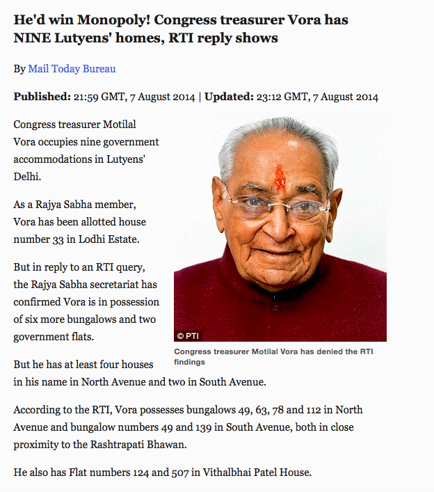 I recall my time of working with Motilal Vora at 10, Janpath. A family friend. One of the most corrupt man that I ever met. Those were the UPA days. He would openly collect suitcases full of cash from corporates to pass their "message' to Madam's next door office. Good riddance.