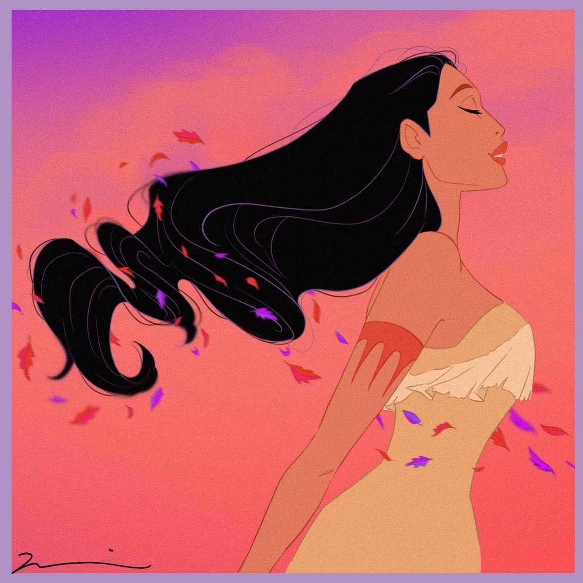 Sena Illust ポカホンタスの世界観 色使いがすごく好きで描きました イラスト好きな人と繋がりたい Illustration Drawing ディズニー 絵描きさんと繋がりたい アーティスト ポカホンタス Disney デジタルイラスト Princess T Co