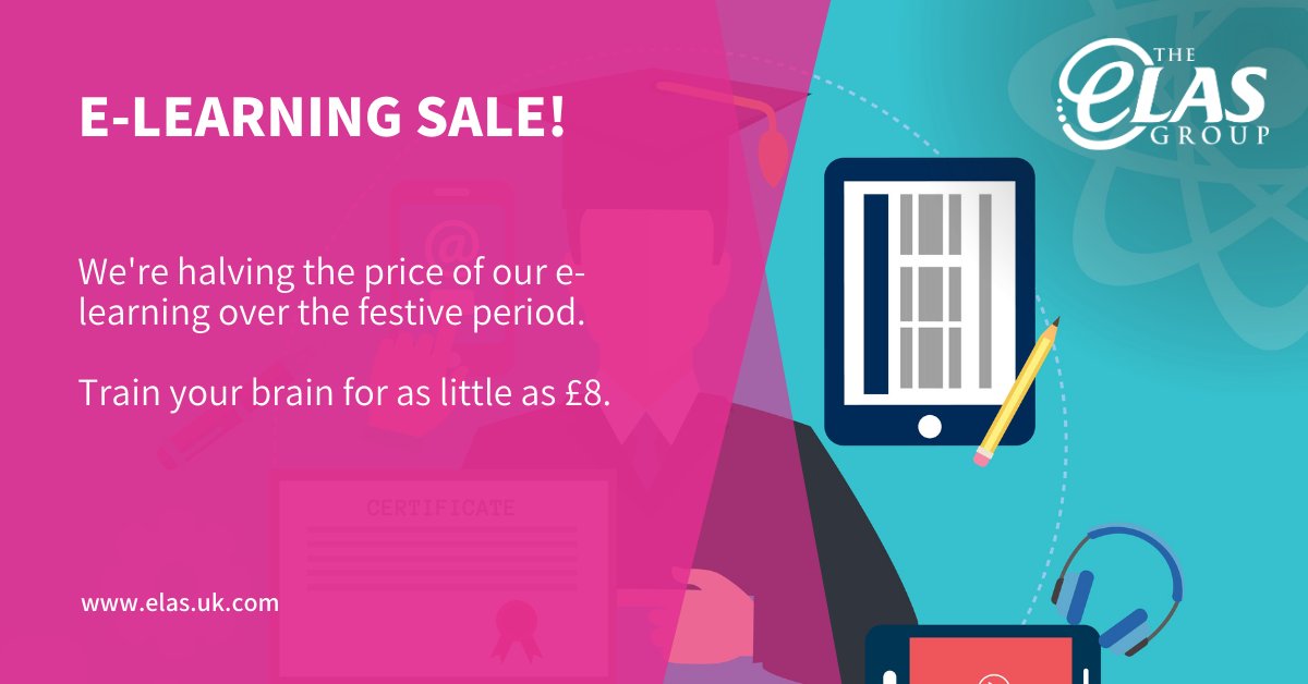 Our e-learning is now half price over the #festive period.

🔥 Fire Safety
🩹First Aid
🍏Food Safety
🧠Mental Health 

To get your hands on our e-learning starting from £8, click below:

elas.uk.com/course-type/e-…
