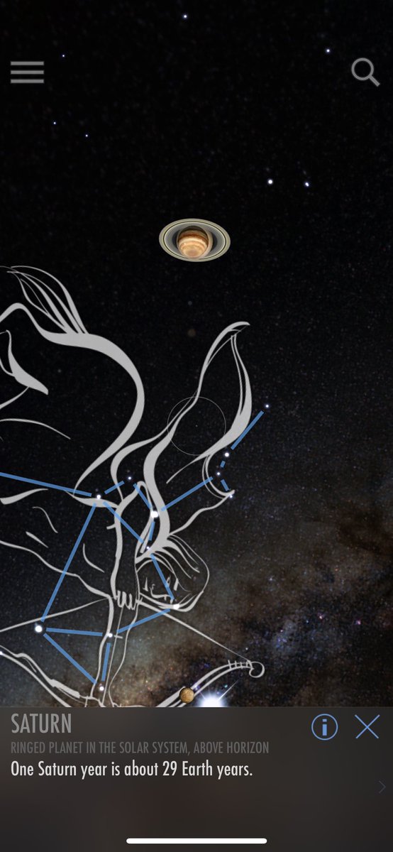 SuriSawStars's tweet photo. Drat. I’m on the other side of the planet and can’t see the Great conjunction irl but this SkyView app can show me where their positions are from where I stand. Imagine the world before ours! https://t.co/fElfrVAUWi