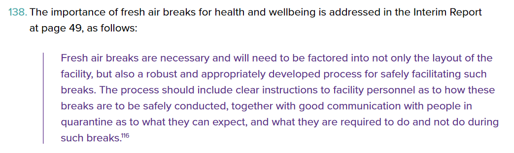 The report discuses fresh air breaks. Hotels aren't really setup for 'fresh air breaks' and therefore I squarely blame this on  @ScottMorrisonMP.  #auspol  #springst  #hotelquarantine