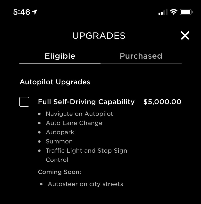jonb3331's tweet photo. ⁦@elonmusk⁩ Convince me to purchase this when I already have EAP that has everything on this list with the exception of the last two items. For the ones of us that supported #Tesla since the start how about a little break for these last two features! Huge fan as always! https://t.co/dZBaklAHPk
