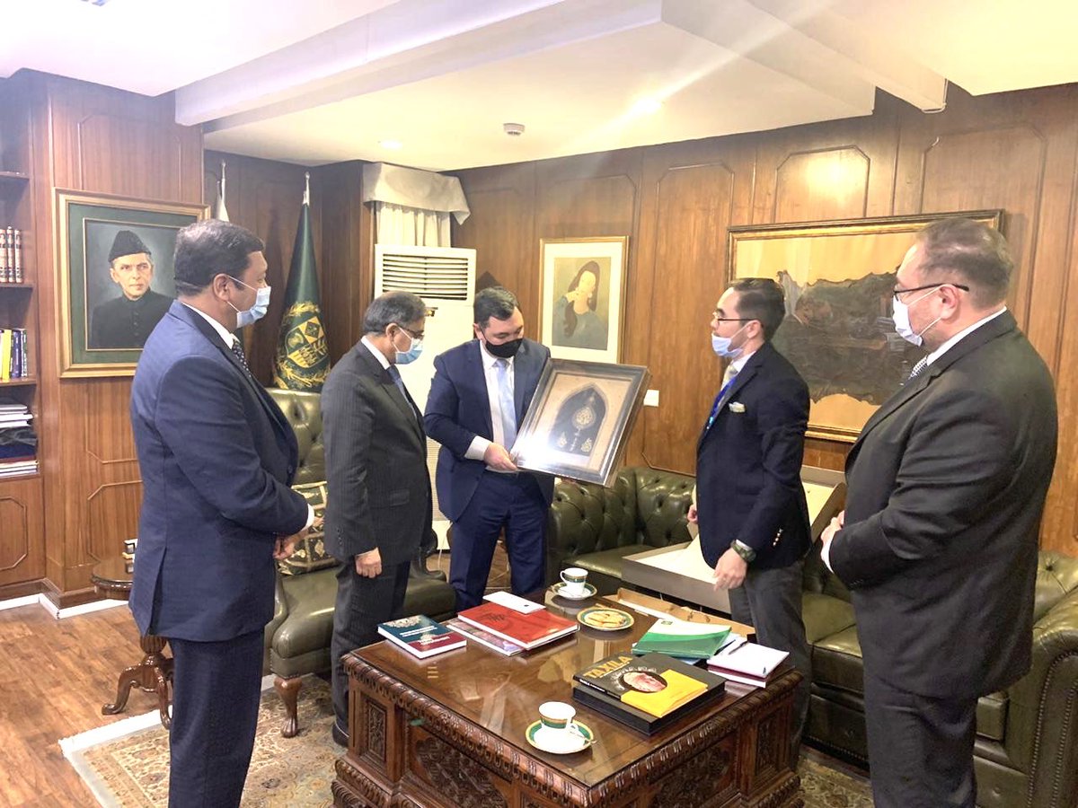 FS Sohail Mahmood received Prof. Dr. Darkhan Kydyrali, President, Intl Turkic Academy &amp; Coord Gen. COMSTECH Dr.Iqbal Choudhary. FS appreciated launch of Al-Farabi Forum. Views exchanged on coop on scientific matters &amp; promotion of Iqbal studies in Turkic world. #sciencediplomacy