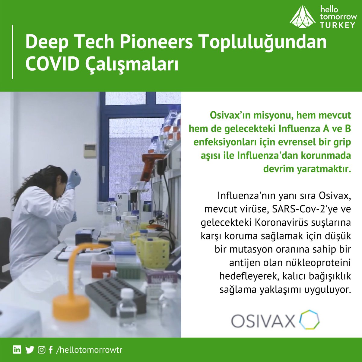 hellotomorrowtr's tweet image. #HTGlobalChallenge Drug Discovery kazananı ve Deep Tech Pioneers Topluluğundan Osivax, COVID-19 salgınına karşı ise çok daha düşük bir mutasyon oranına sahip oldukları için nükleokapsid gibi dahili antijenleri hedefleyen bir aşı adayı geliştiriyor. hello-tomorrow.org/deep-tech-pion…