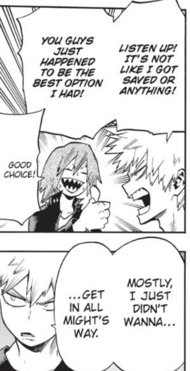 First of all Bakugo is logical, so as long as he can get out of there and not hinder All Might from fighting AFO, he would take that route. He also said this after he was rescued: