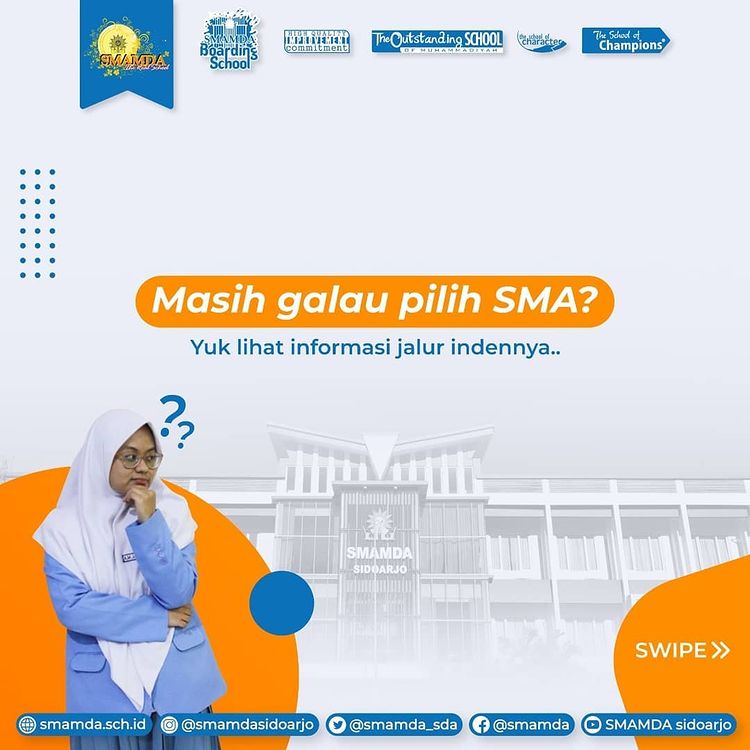 smamdasidoarjo's tweet photo. Masih galau pilih SMA?
SMAMDA Sidoarjo bisa jadi pilihan yang tepat buat kamuπ
Yuk lihat informasi jalur indennya..
#HanyadiSMAMDA #SMAMDA #ppdbsmamda #SMAMDASidoarjo #SMAMuhammadiyah2Sidoarjo #SMARujukan #sekolahmuhammadiyah #Muhammadiyah https://t.co/1BDBWldPLz