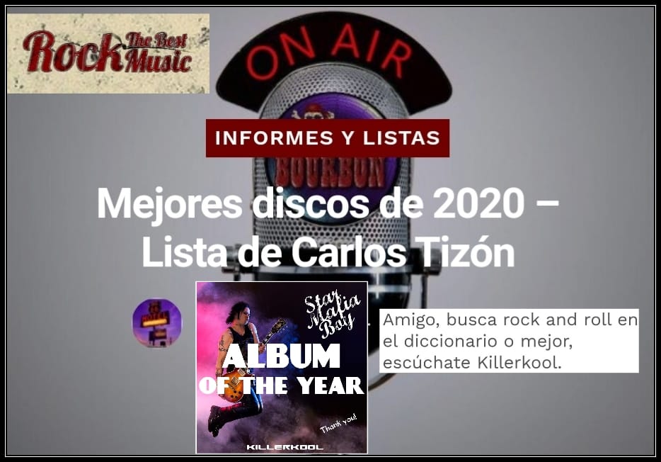 STARMAFIABOY's tweet photo. Mi nuevo álbum sigue cosechando éxitos!
"Killerkool" en la lista de los mejores discos del año de Carlos Tizón (Motel Bourbon/ Rock The Best Music) #bestalbumoftheyear #starmafiaboy #killerkool #newalbum #thefishfactory #carlostizon #motelbourbon #rockthebestmusic https://t.co/CO1kBoRhjC