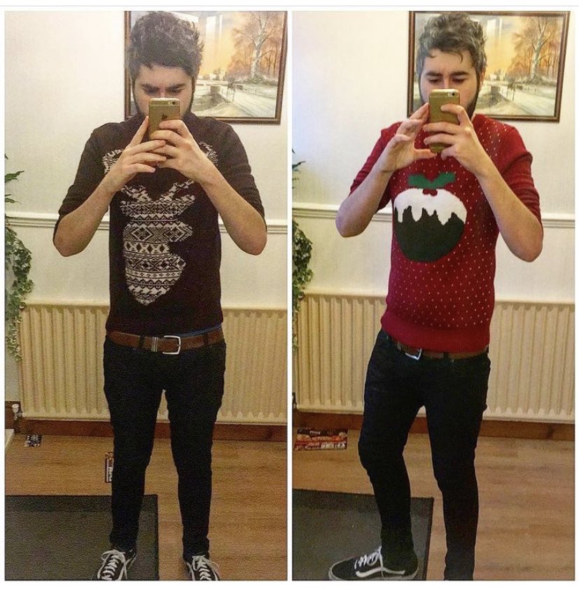 GrantClover's tweet photo. IT’S CHRISTMAS JUMPER TIME! 🎅🏼 🙌🏻 https://t.co/8WmdQZNI4j