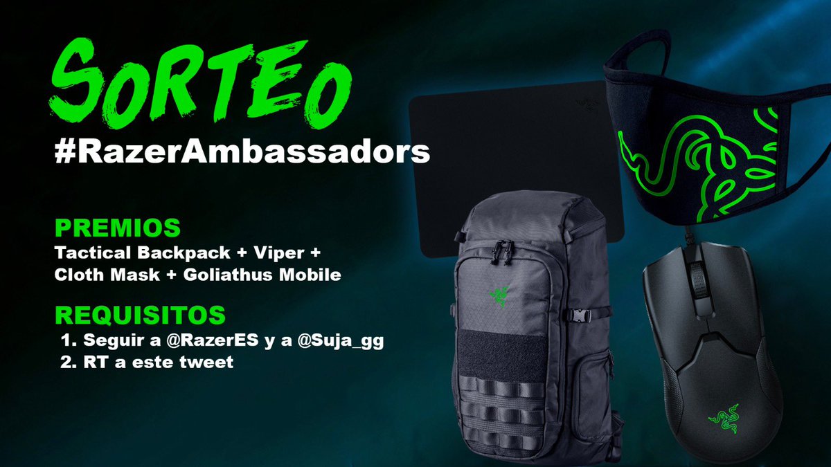 Venga por la cara, 1 solo ganador, y toooodo lo que veis en la foto es vuestro 👀

Follow <a href="/suja_gg/">SUJA</a> ✅
Follow <a href="/RazerES/">R Λ Z Ξ R 🇪🇸</a> ✅
RT a este tweet 🔁

Termina en 1 semana ⏰
#RazerAmbassadors 🐍