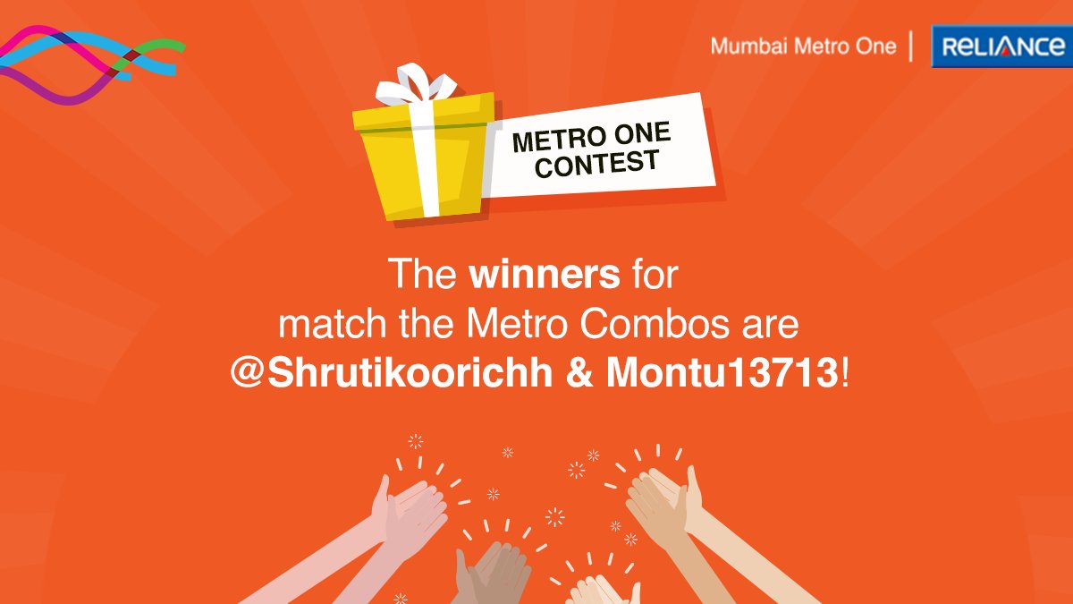 MumbaiMetro01's tweet photo. We were thrilled to see so many entries and it was indeed tough for us to choose one winner. So, this time we went ahead with two! Congratulations @Shrutikoorichh & @Montu13713 on winning the contest. #MetroOneContest https://t.co/YVYQ1tcdM1