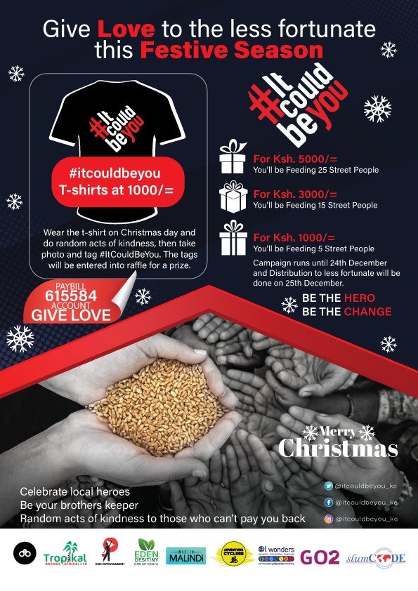 Precious_Nimu's tweet photo. We're bringing good tidings this season...#ItCouldBeYou campaign is seeking to purchase wheelchairs to help our brothers and sisters...each is 22k
Donate to Paybill 615584 Acct: GIVE LOVE
For every 1000bob we get, you get a T shirt....let's make merry for another #tistheseason https://t.co/v98L2TdBmH