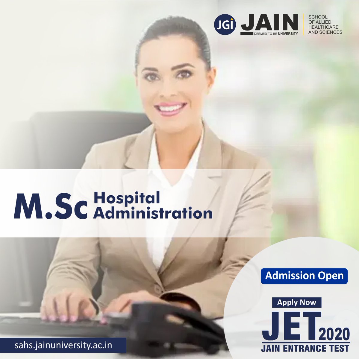 SAHS_Updates's tweet photo. Explore our MSc Hospital Administration program to start your career in that direction. More info here: https://t.co/ap6L6lvGnI

#MSc #HospitalAdministration #Hospital #ManagementCourse #HealthCare #Health #Masters #MasterDegree #AlliedHealth #SAHS #JainUniversity #JET2020 https://t.co/EUex7DxcFA