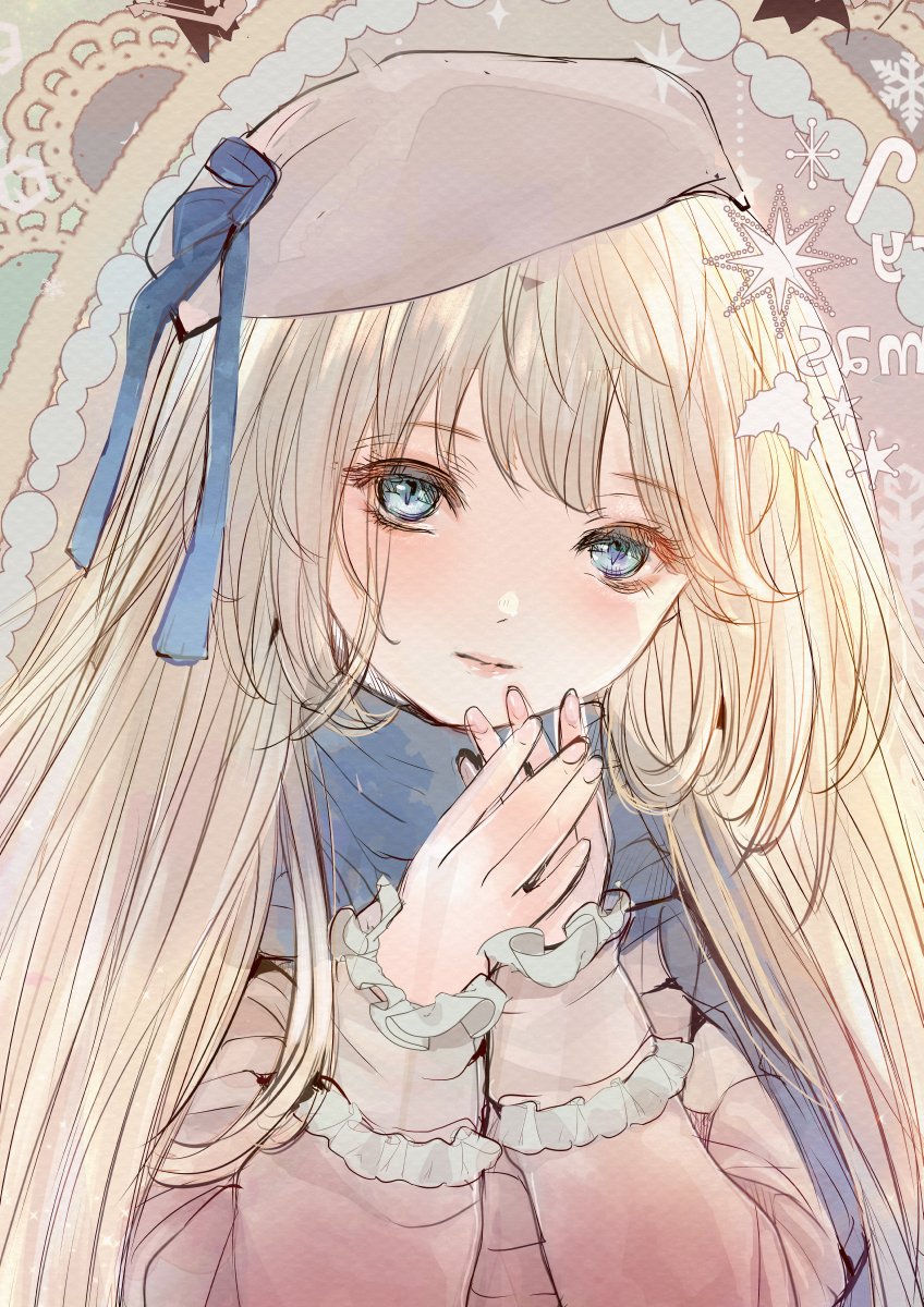 手描きイラスト 水彩原画 ロングヘアの女の子213 懐かし 