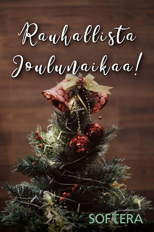 Softera haluaa kiittää asiakkaitaan ja kumppaneitaan kuluneesta vuodesta. Toivotamme rauhallista ja turvallista Joulua kaikille.

Tänä vuonna Softera lahjoitti joulutervehdyksiin varatut rahat Hope Ry:n ja MIELI Ry:n toimintaan.