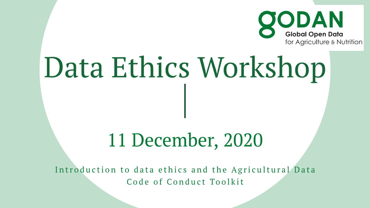 If you missed our Data Ethics Workshop, including a demo of the <a href="/godanSec/">GODAN Secretariat</a> <a href="/CTAflash/">CTA</a> @GFARforum #agriculture #CodesofConduct online Toolkit, you can catch up and join the conversation here: godan.info/news/godan-dat…

Our thanks to: <a href="/chrisaddison/">chrisaddison</a> <a href="/valeriapesce/">Valeria Pesce</a> <a href="/kal_stephen/">Stephen Kalyesubula</a> <a href="/FZampati/">Foteini Zampati</a>