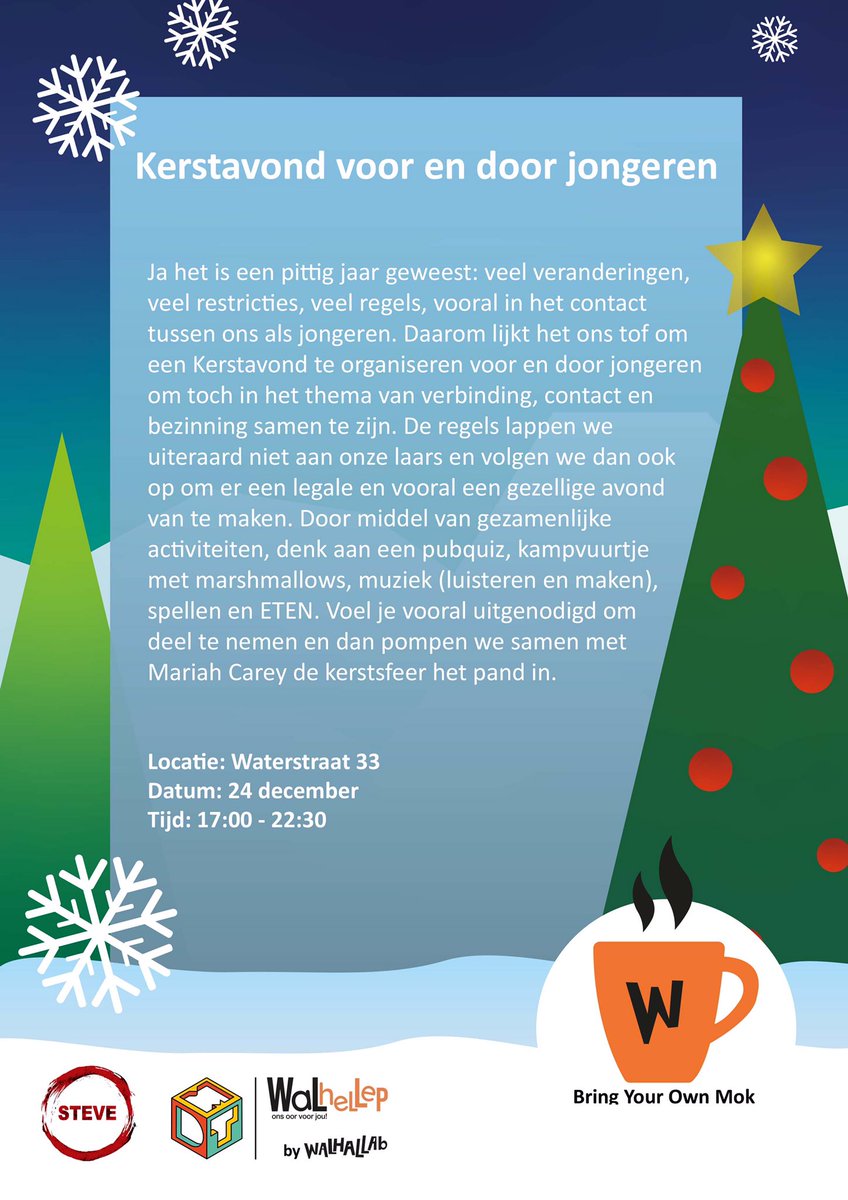 Coronaproof kerstavond voor Zutphense jongeren (14 - 27) 🎅🏻Meld je aan via walhallab.nl/walhellep ⭐️