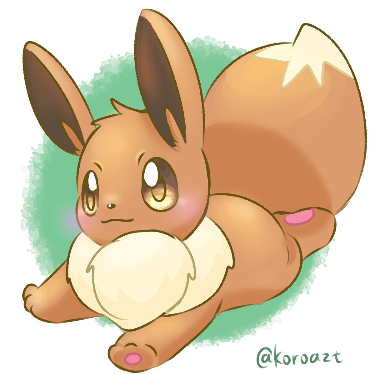 eevee no humans pokemon (creature) solo closed mouth twitter username brown eyes smile  illustration images