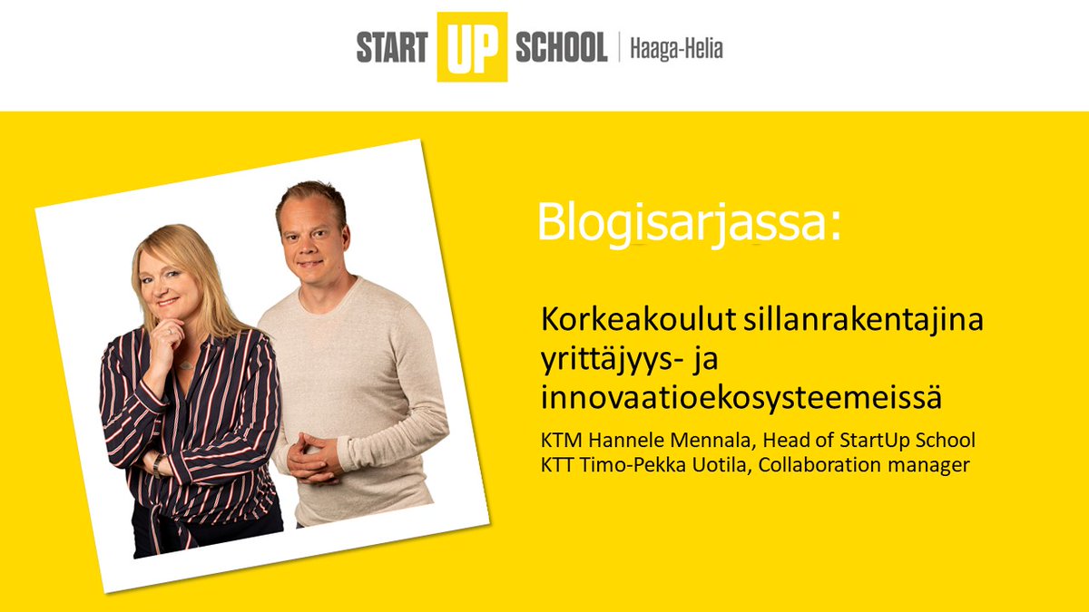 hhstartupschool's tweet photo. Yhteisblogi julkaistu!

Lue Hannelen ja Timo-Pekan yhteisblogi tästä:
https://t.co/hndza3aT9f

#haagahelia #hhstartupschool #blog https://t.co/2yrS2BaUsm