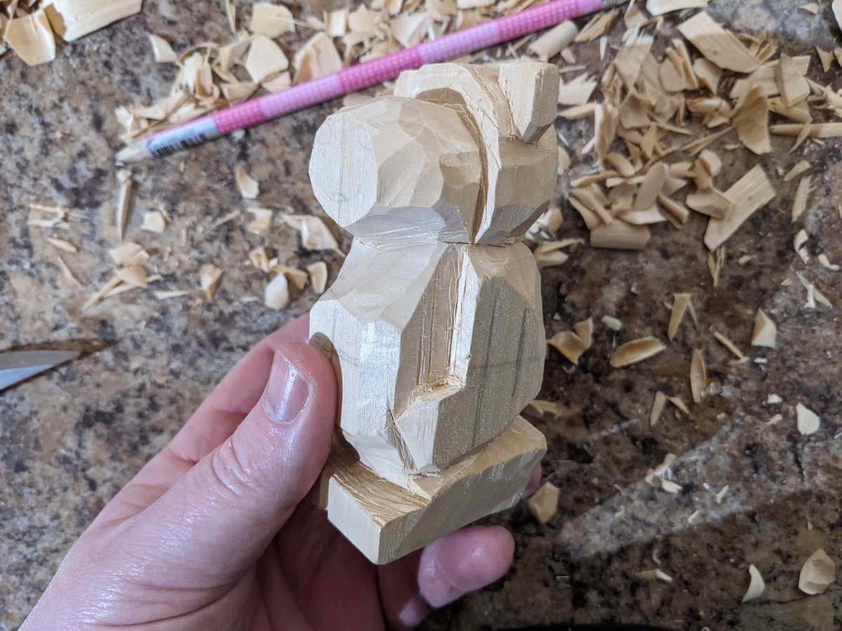 Started to shave off the edges and the bear started to come out - but still very bulky and at this point I was considering giving up.