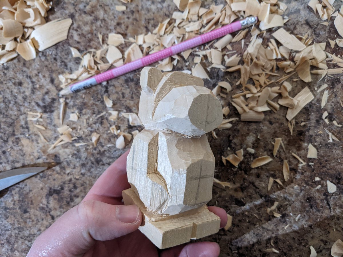 Started to shave off the edges and the bear started to come out - but still very bulky and at this point I was considering giving up.