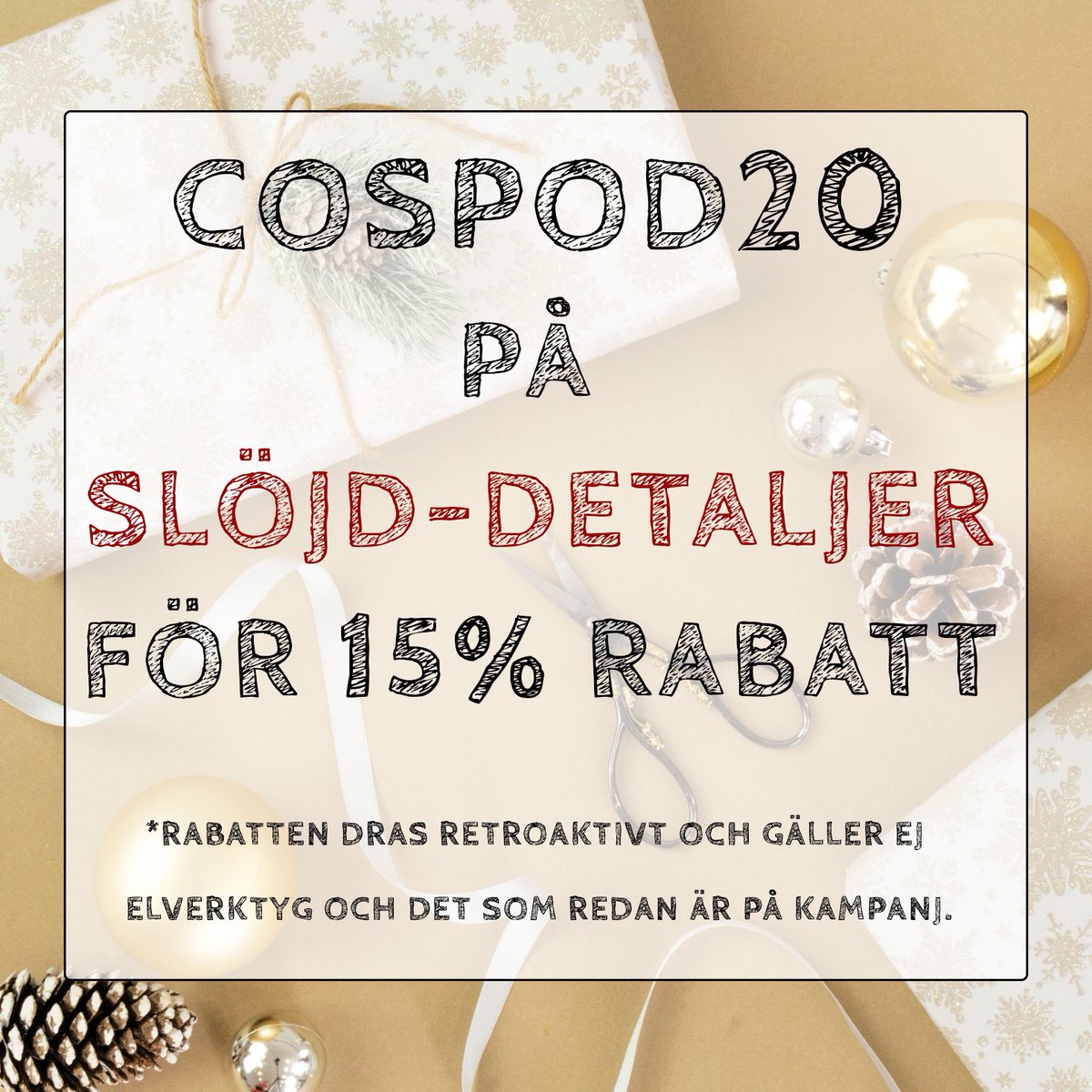 cospodswe's tweet photo. Glöm inte att använda koden ”cospod20” för 15% rabatt hos Slöjd-Detaljer fram tills årsskiftet ❤️
✨Sponsrat av Slöjd-Detaljer✨ https://t.co/Ja5LSjlPrS