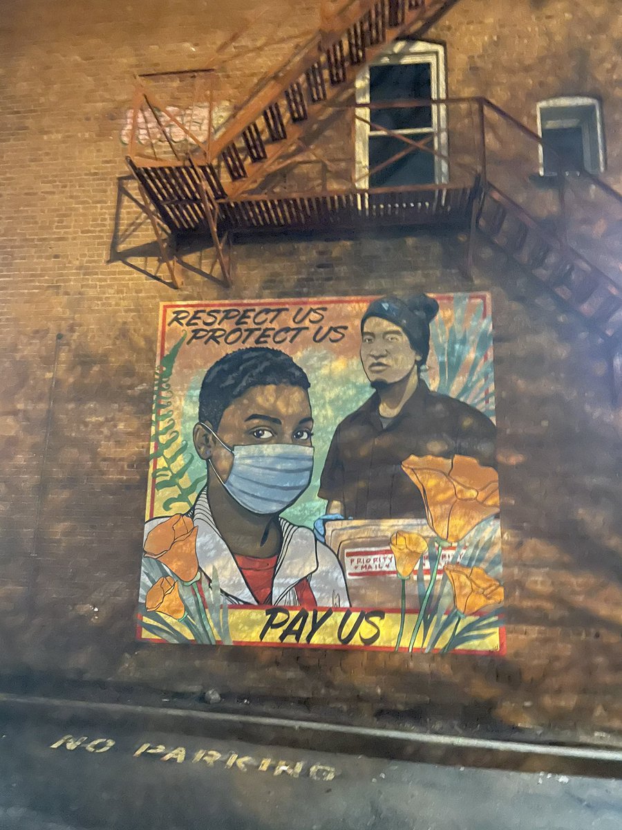 Great new mural honoring essential workers up on the back wall outside the <a href="/MakeItCharlotte/">The Brooklyn Collective</a> building on Brevard