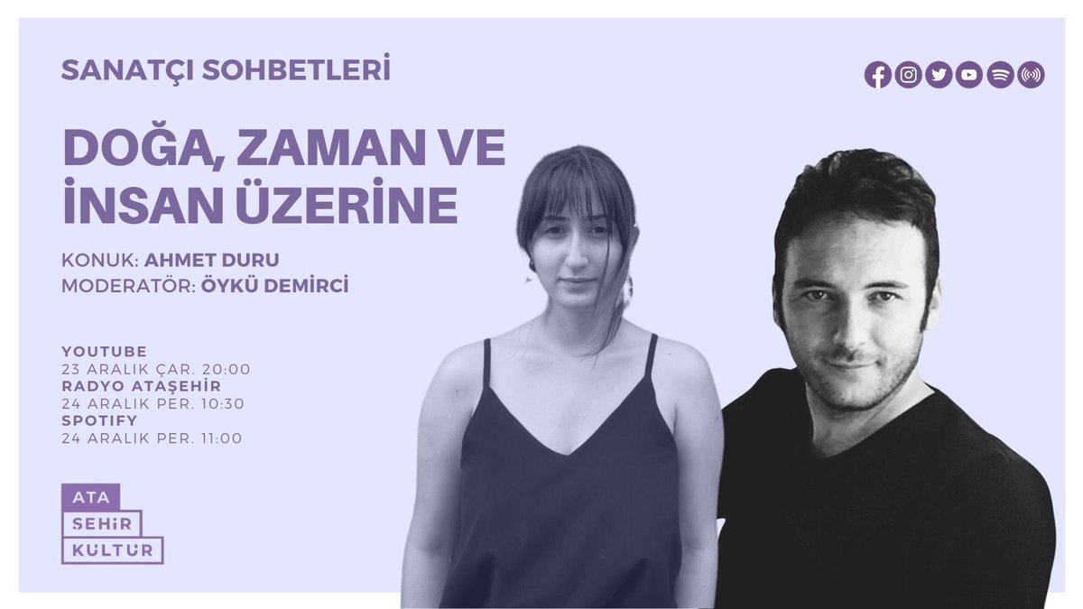 “Sanatçı Sohbetleri” programımızın Aralık ayı konuğu sanatçı Ahmet Duru. Moderatörlüğünü Öykü Demirci’nin yaptığı bu programda, Ahmet Duru ile hayat deneyimlerinin sanat üzerine olan etkisi ve Ferda Art Platform’da açılan sergisi üzerine söyleşi gerçekleştiriyoruz. <a href="/Dem_oyku/">Öykü Demirci</a>