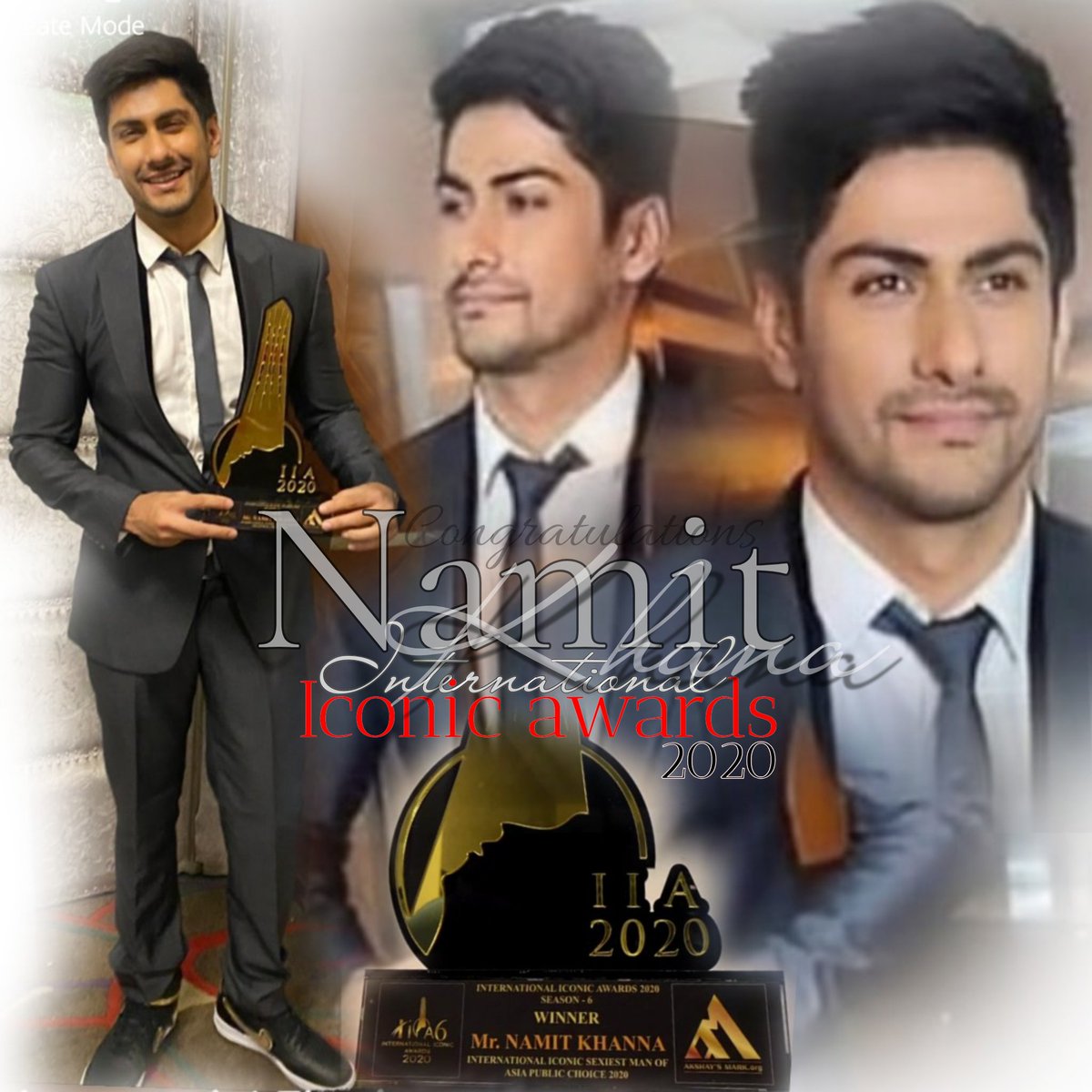 annkitaasharma's tweet photo. Huge Congratulations 🎊 you won this award for the first "Sexiest male of Asia" 2020 #INTERNATIONALICONICAWARDS2020 truly deserve..👏Undifine... Many more come on your way.. May you achieve all the success &amp; Happiness..❤️  @namitter29 
#NamitKhanna #Namitians https://t.co/JW5k0g1mzU