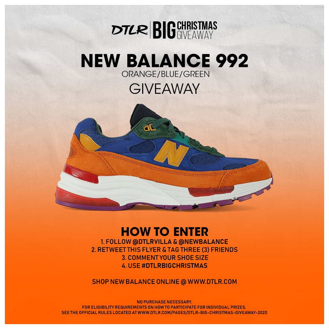 DTLRVILLA's tweet photo. S/O to @NewBalance for the 🎄 DTLR🔺 BIG🔺 CHRISTMAS🔺 GIVEAWAY 🔺 TAKEOVER 🙌🏾

👉🏾  ENTRY IS SIMPLE!
👉🏾  Follow the instructions for your chance to win!

1️⃣  winner will be randomly selected tonight @ 7pm.

**See Rules - https://t.co/xVO2z5rIMw

#DTLRBigChristmas
#DTLRxNewBalance https://t.co/H8bStfCWFi