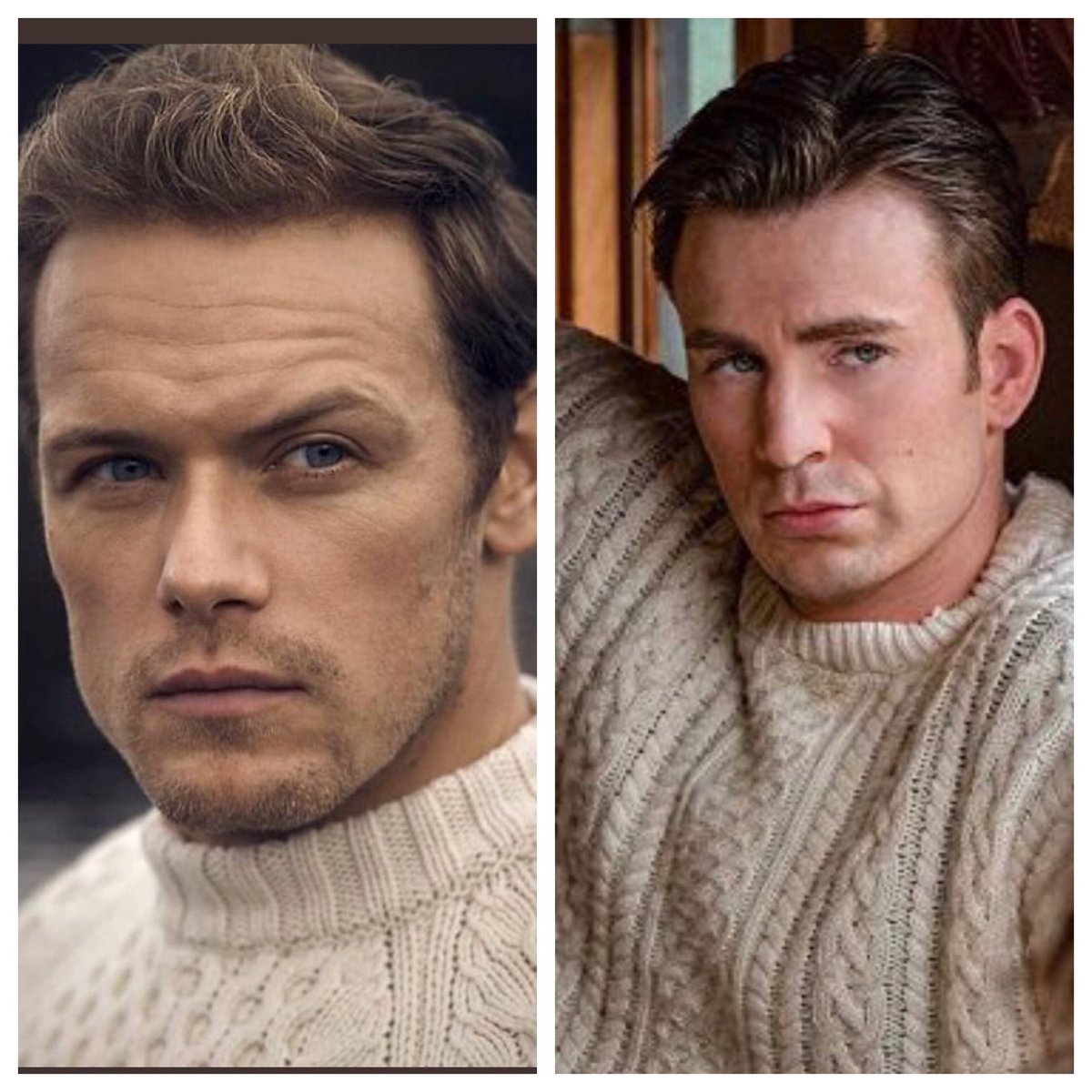 redlionny's tweet photo. Who wore it better- sweater edition.
@SamHeughan @ChrisEvans
#outlander #KnivesOut #sweaterwars https://t.co/WbVuOEBWb2