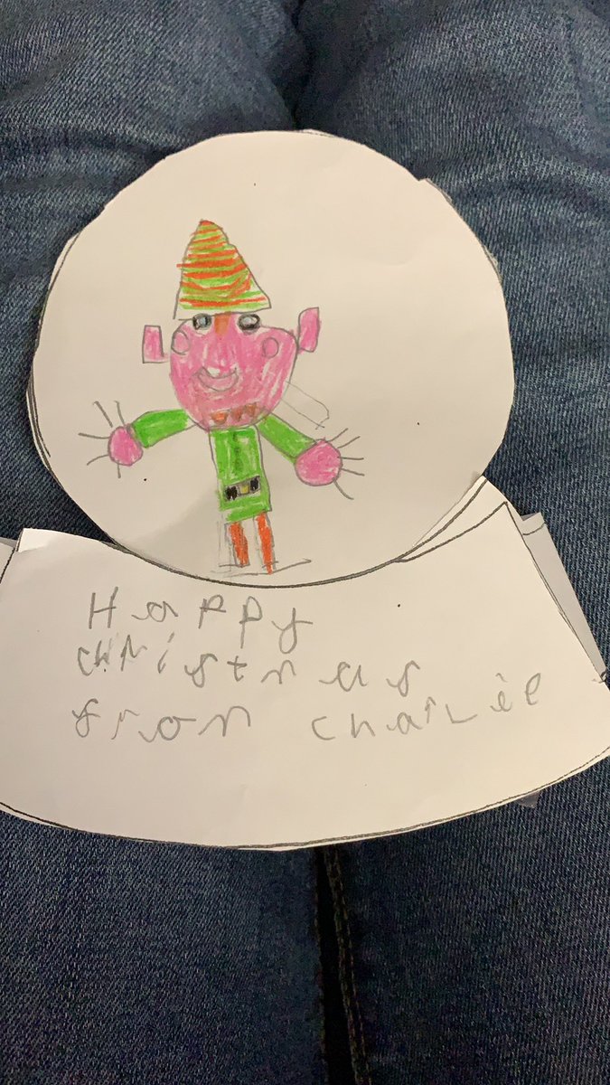 Jennylingard's tweet photo. @VodafoneUK No2 wanted to join in on the action. Here’s Charlie’s Christmas card creation. @VodafoneUK #connectthemagic https://t.co/GizZrD7u5b