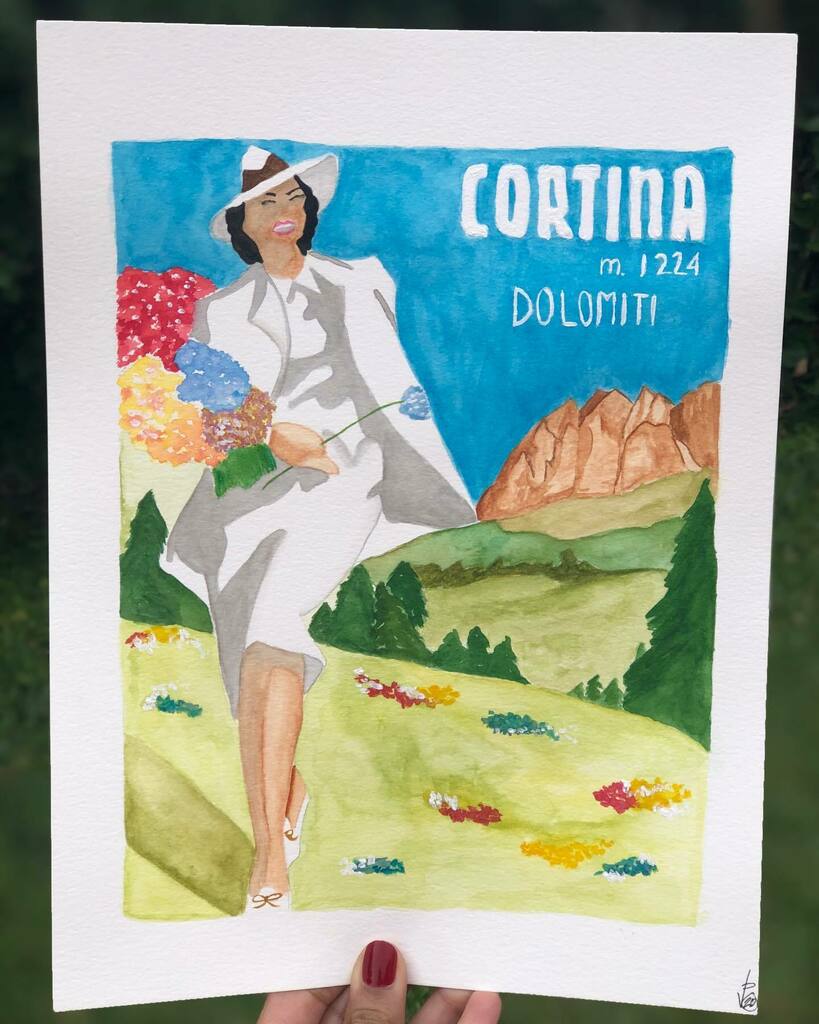 CardamomPop's tweet photo. Vintage inspired travel poster for the beautiful Cortina d’Ampezzo Italia I did in watercolor. 🎨 

#watercolor #watercolorpainting #cortinadampezzo #cortina #italia #italy #travelart #vintagestyle #vintageillustration #aquarelle #aquarellepainting #d… https://t.co/fpLbX49HGF https://t.co/joRqT5RK8A