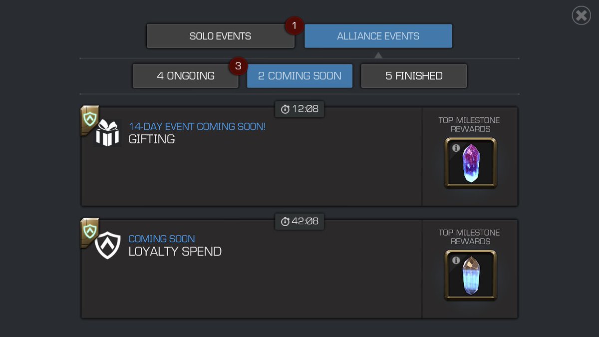 Lagacy69's tweet photo. Just crunched the number to get all milestones in alliance gifting it’s about 2500 units and for solo event 3500 units or 12 greater gifting crystals! https://t.co/xBf0V1NWJu