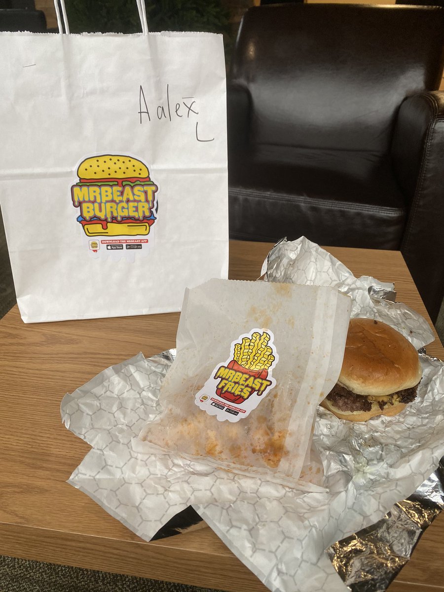 AlexMLanger's tweet photo. Had to try the @MrBeastBurger and it did not disappoint! Thanks @MrBeastYT https://t.co/OjyTu4FNmI