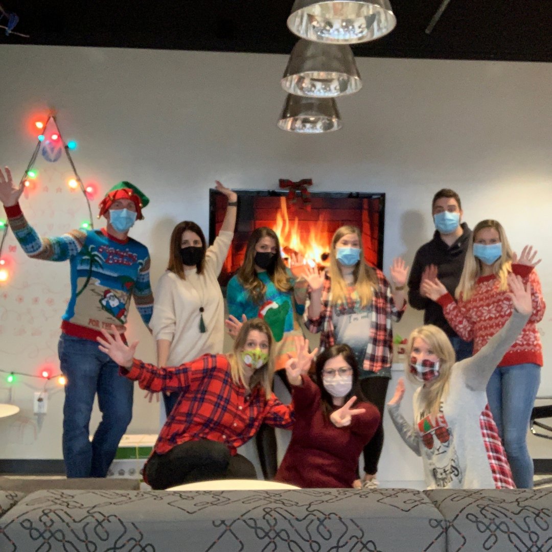 VickersDesign's tweet photo. Wishing everyone happy holidays from the Vickers Design Group team! 🎄❄️☃️
#christmas2020 #Holidays2020 #uglysweaters #officeparty #vickersdesigngroup https://t.co/CE9oKQV5ys