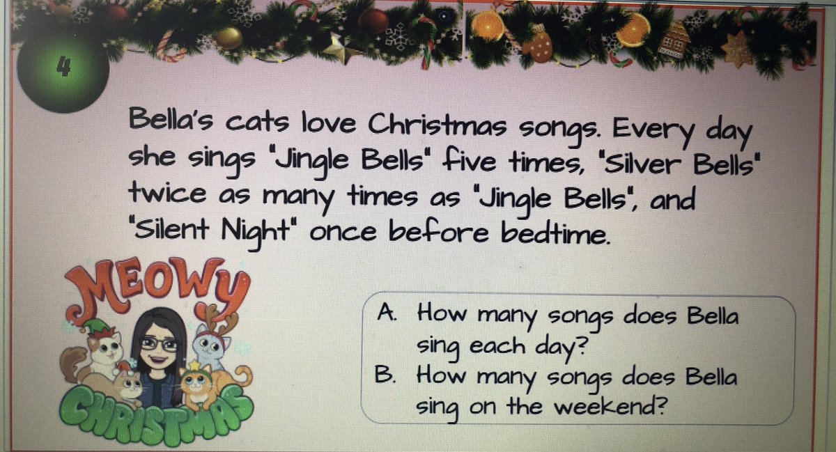 MrsNunn209's tweet photo. Holiday math word problems with my students as the stars of the show! 🎄⛄️❄️🎅🏻⭐️ #remotelearningfun #mathrocks #SouthwoodSeahawks #edTechOB @PrincipalFoley @MrYanuzzelli @JeanFerrara5 https://t.co/DaKuRQPzKX