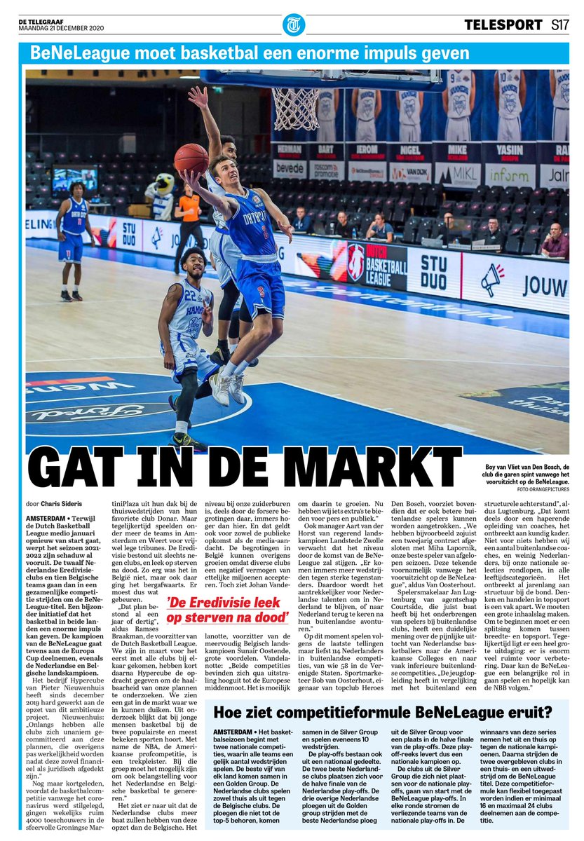 HeroesDenBosch's tweet photo. 🇧🇪🇳🇱 | BeNeLeague: gat in de markt!

Een paginagroot artikel over de toekomst van het Belgische en Nederlandse basketball in De @telegraaf. 👇 https://t.co/ZraEGGSGcO