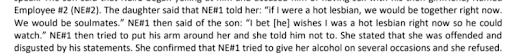 At one point, Howard also reportedly told his coworker’s daughter: “if I were a hot lesbian, we would be together right now. We would be soulmates.” Howard then said of the son: “I bet [he] wishes I was a hot lesbian right now so he could watch.” (4/6)
