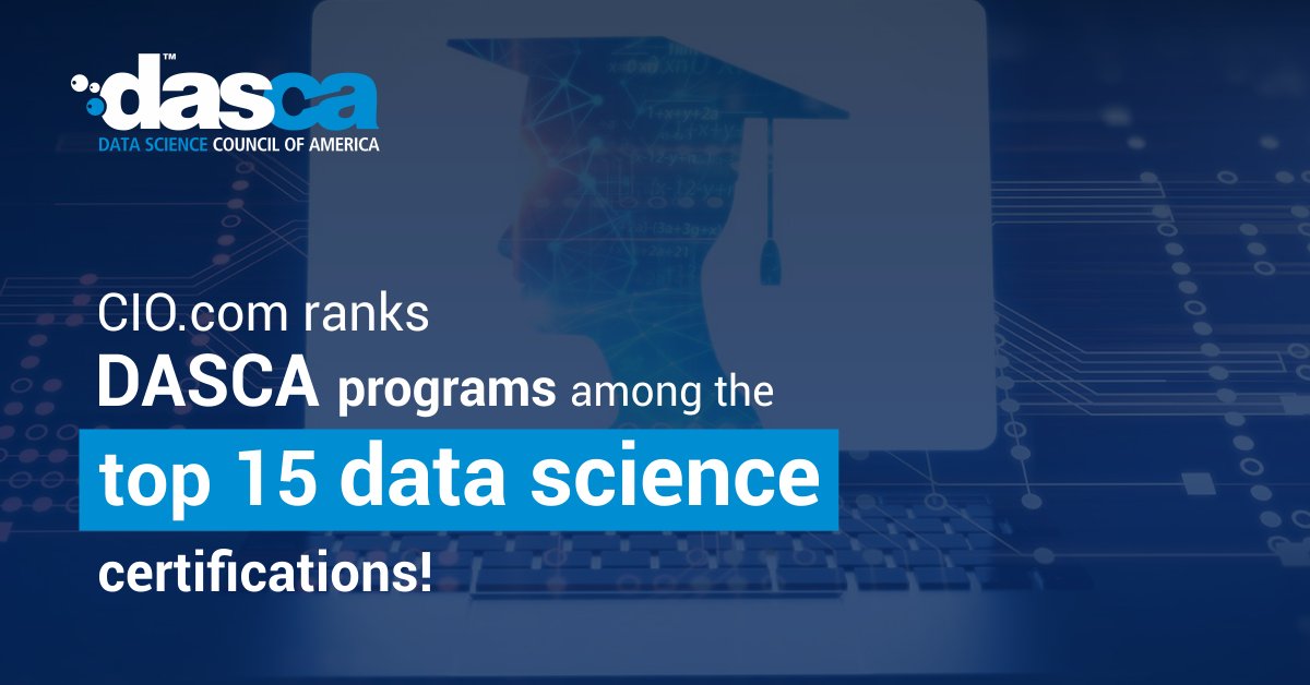 DASCA_Insights's tweet image. Validate your skills with DASCA certifications – highly recommended by @cioin
bit.ly/34wAWcb
#DataScienceCertifications #DASCA #DataScienceCareer #DataAnalysis #DataEngineering #DataScienceAnalytics #DataScienceProfessionals #DataEngineers #DataPipelining