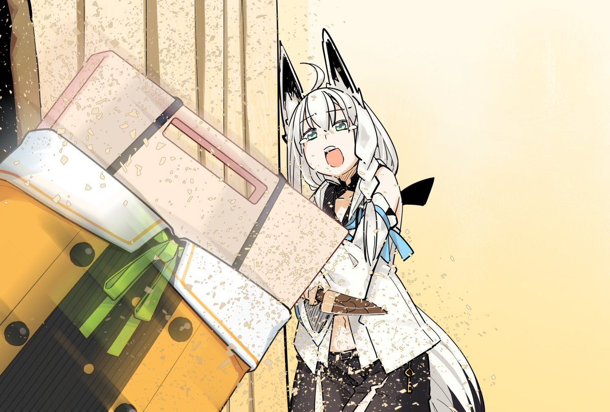 shirakami fubuki 1girl animal ears fox ears white hair braid tail fox girl  illustration images